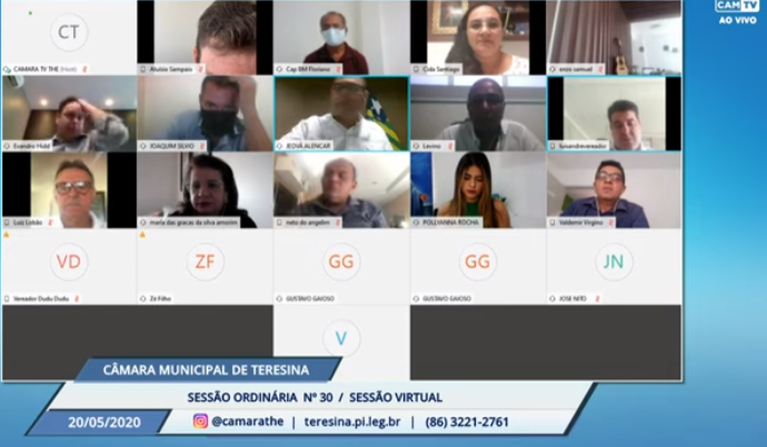Sessão virtual da Câmara Municipal de Teresina